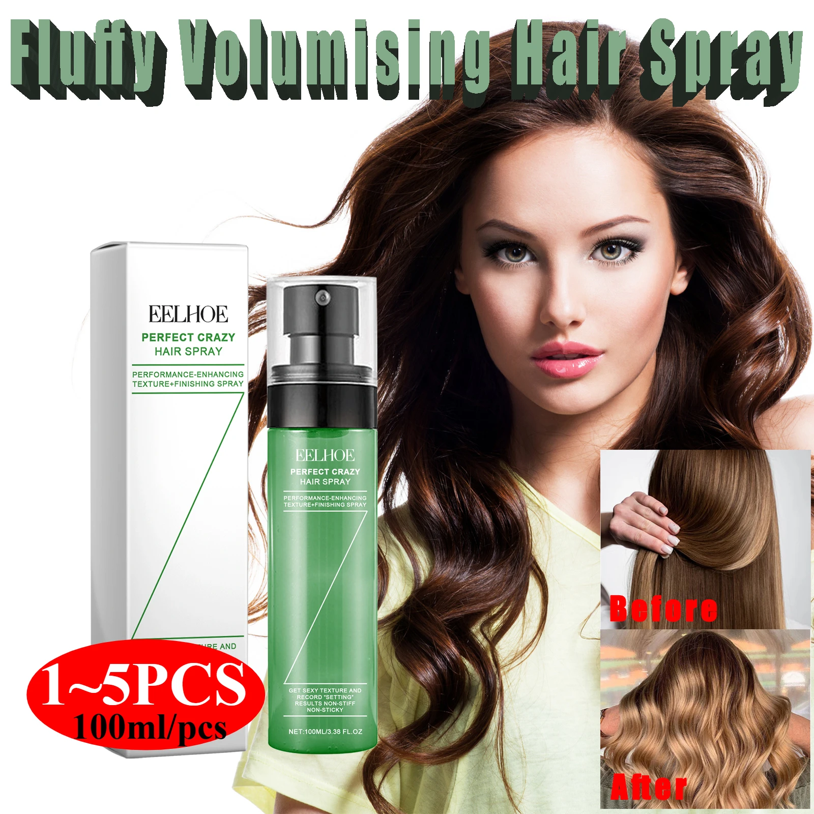 Hair Styling Spray EELHOE Hair Styling Spray No Wash Fluffy Volumising Dry Hair Atomization Fluid Travel Samples Long Lasting Styling Holding