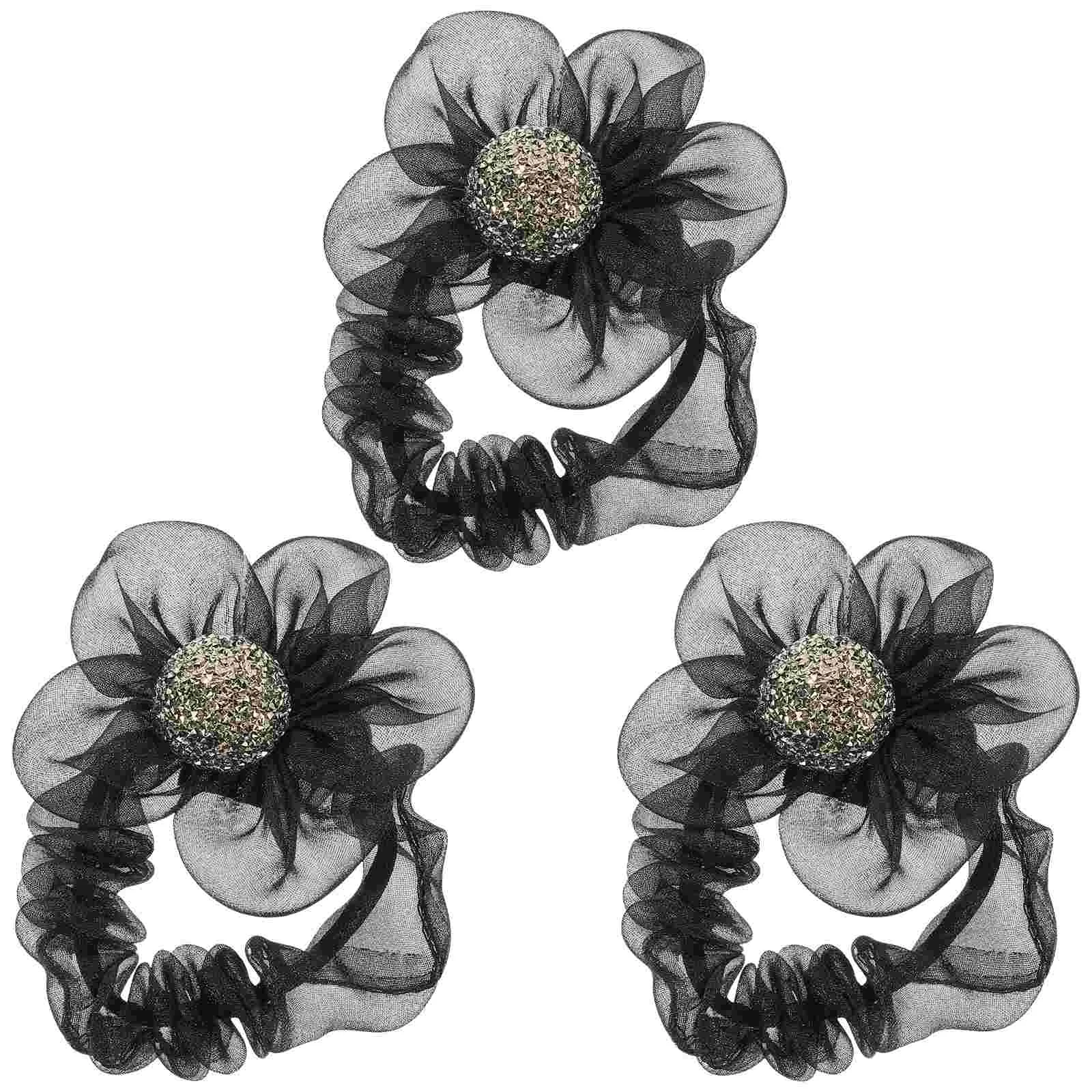 

3 Pcs Hair Decorations For Women Ring Tie Women Band Ponytail Flower Rope Girls Lady Ties Scrunchies Miss