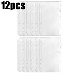 Waterproof A6 Binder Pockets - PVC Cash Budget Envelopes with Zipper for Notebooks and Planners (2/6/12 Pack) (12Pcs Clear)