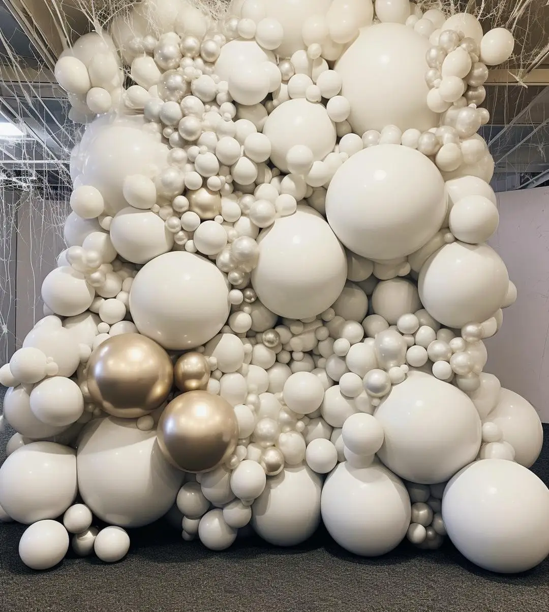 

163 шт Набор 32 8 футов белая алюминиевая фольга для вечеринки на день рождения растяжки украшения для вечеринки латексные воздушные шары висячие завитки