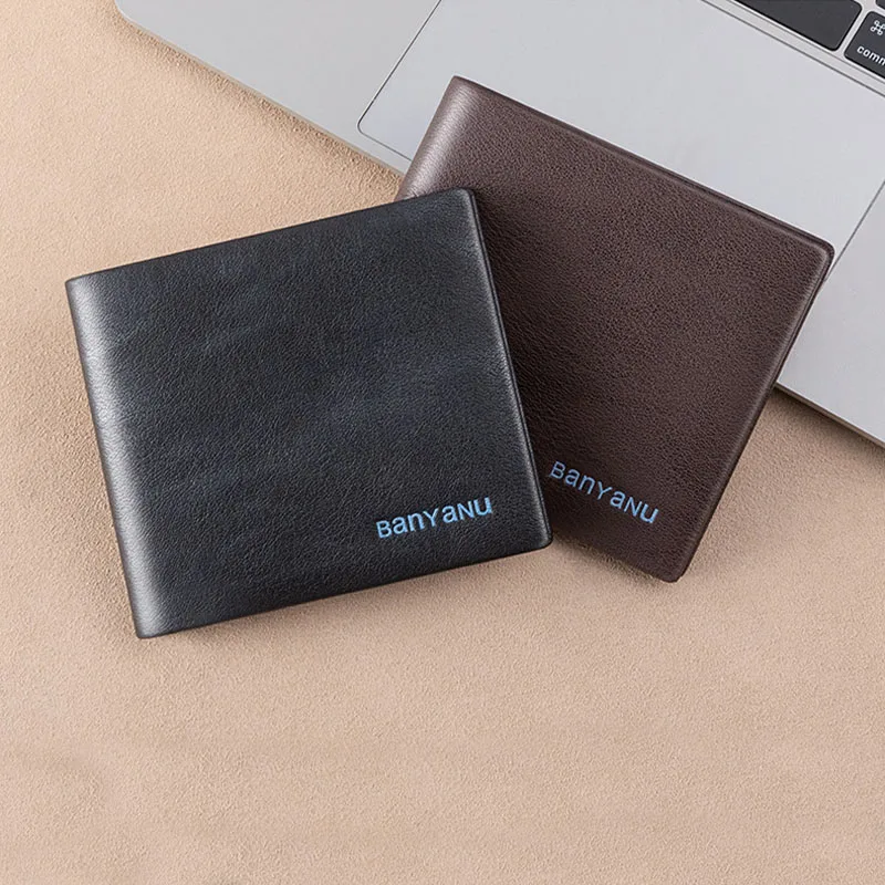 Men's wallet New anti-theft card swiping multi-functional business casual leather short wallet Men's driver's license wallet