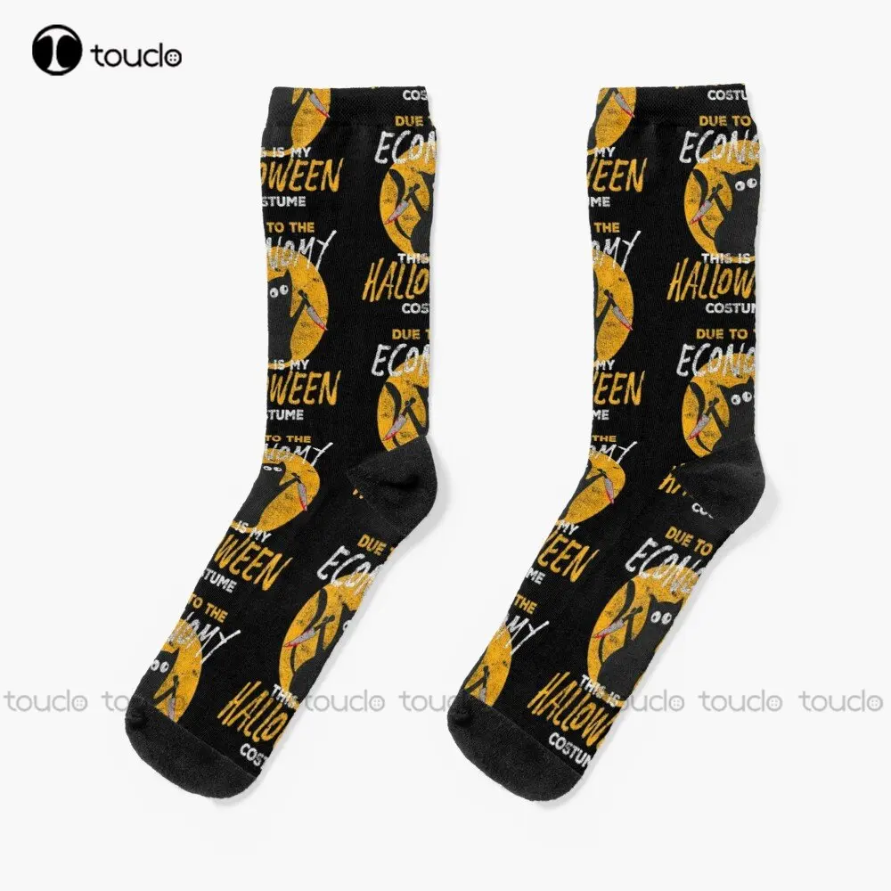 

Due To The Economy This Is My Halloween Costume Socks Women Crew Socks Street Skateboard Socks Creative Funny Socks Custom Gift