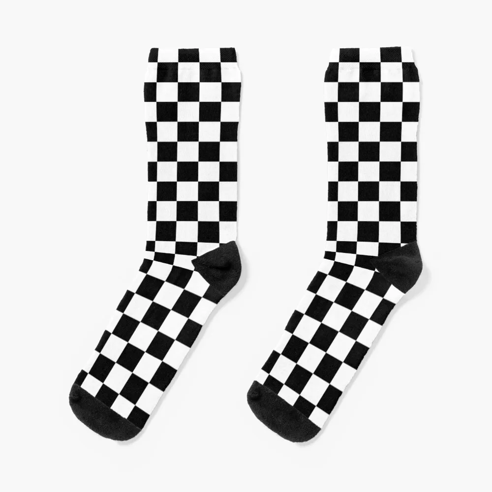 Checks Black and White Socks christmas stocking Thermal man winter loose Socks Men Women's christmas stocking 4 pack classic christmas stocking