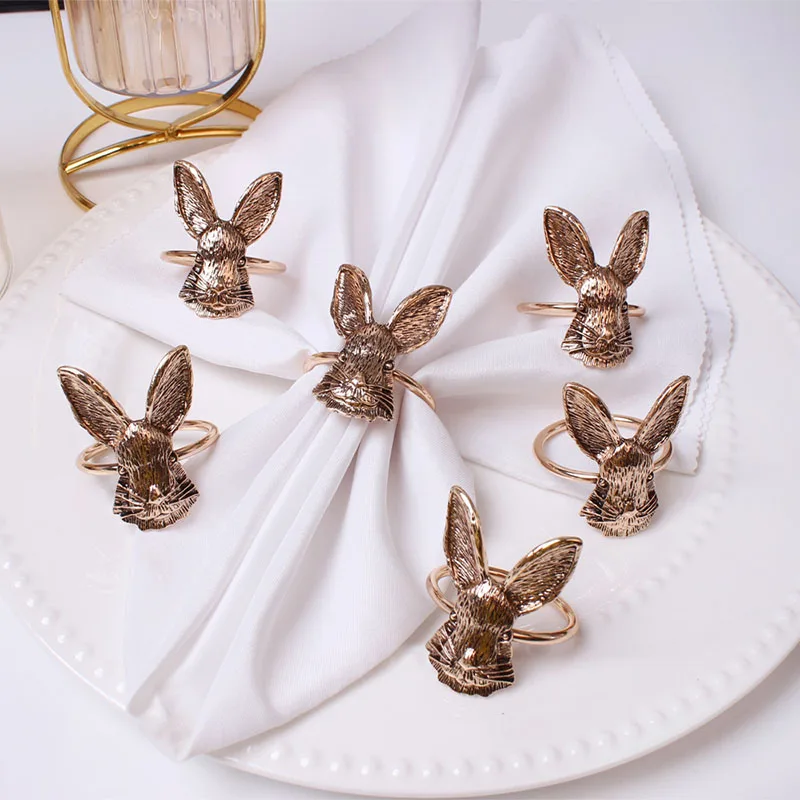 Gold Easter Bunny Buckle Napkin Rings Holders Rabbit Design Becket for Hotel Wedding Party Event Dining Table Decoration,napkin ring