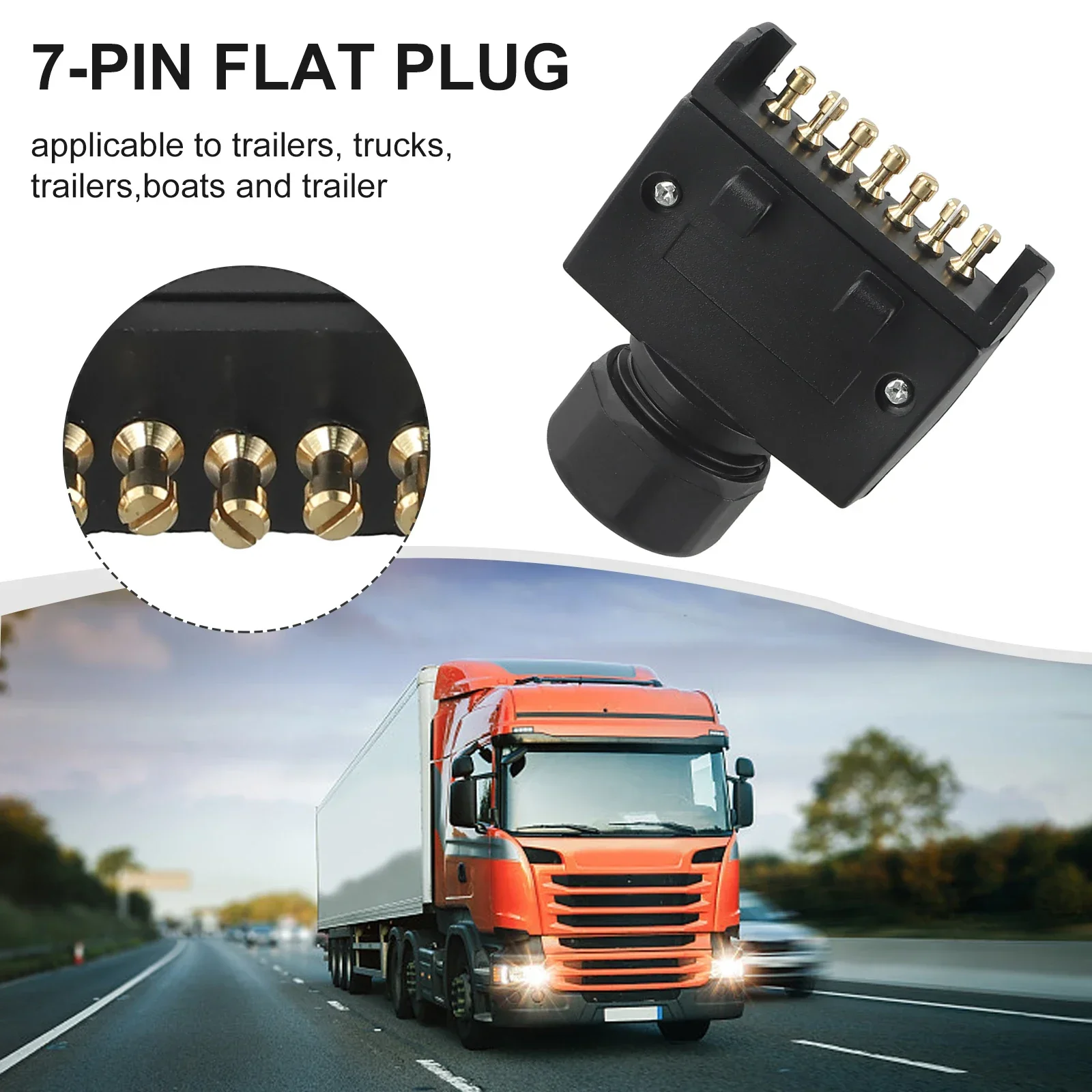 Trailer Plug Adapter 7 Pin AU Flat Plug Male Connector for Caravan Boat RV Camper