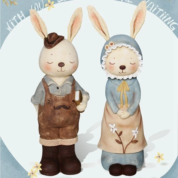 Lovers Rabbit Piggy Bank Miss Rabbit Home Furnishings Creative Resin Crafts Wedding Gifts