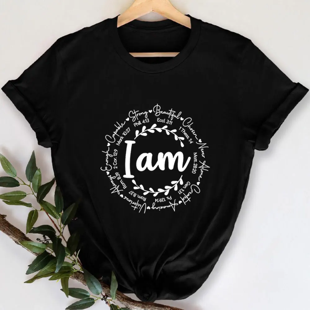 

I Am Inspiration New Arrival Christian Shirt 100%Cotton Women Tshirt Unisex Funny Summer Casual Short Sleeve Top Tee Faith Shirt