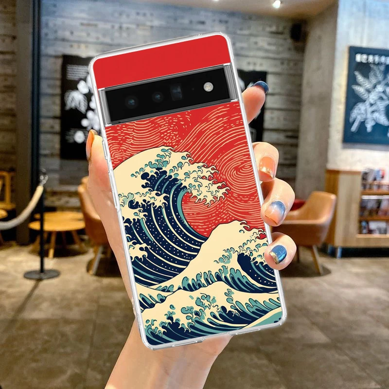 Fashionable Blue Wave Soft Clear TPU Transparent Phone Case