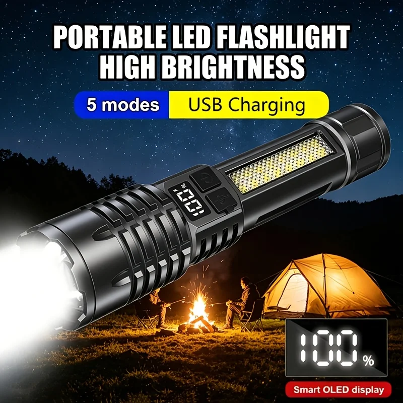 High Power Portable LED Flashlight with Zoom and Waterproof Features for Outdoor Adventures