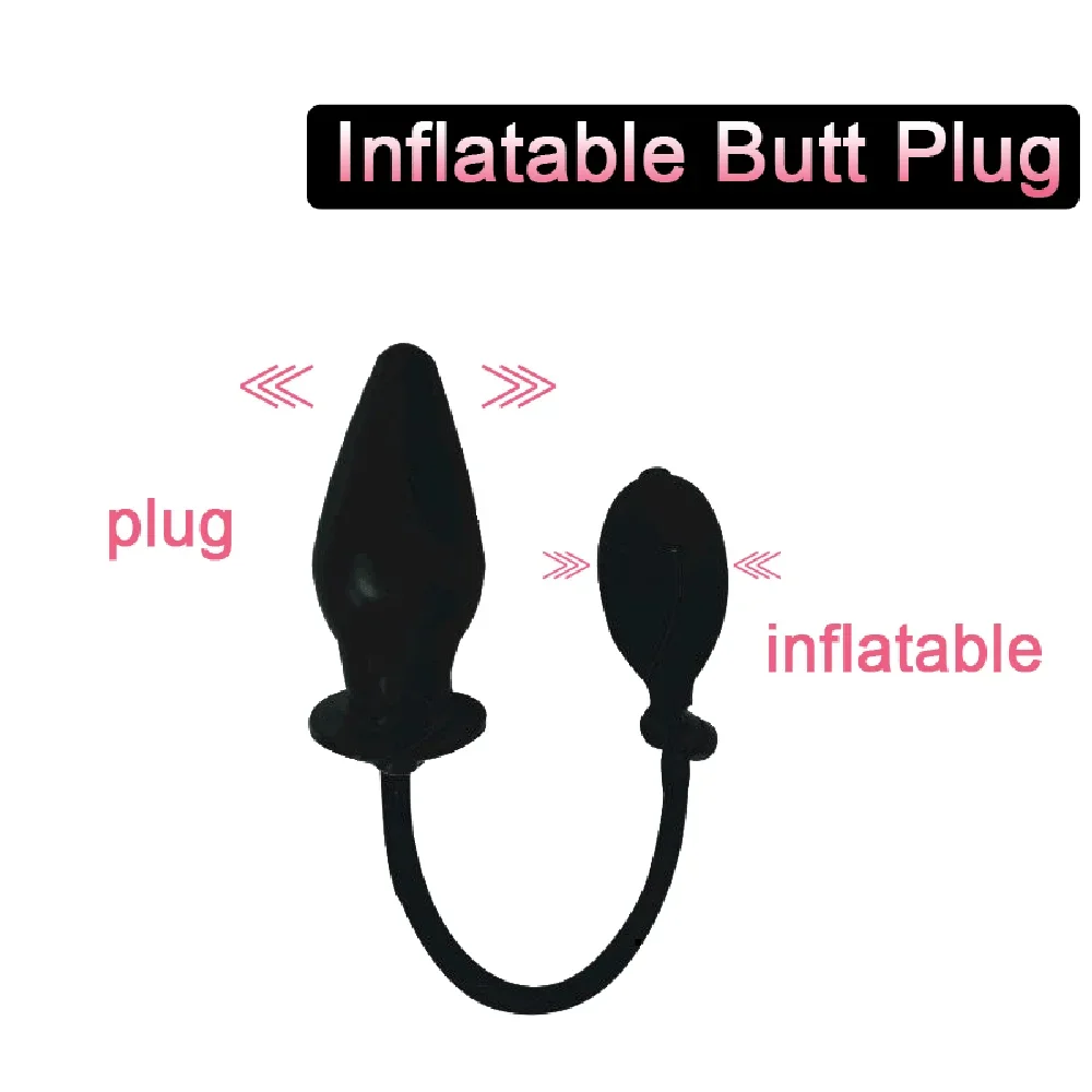 Soft Silicone Inflatable Anal Dildo Butt Plug Dilator Anus Massager Sex Toy for Women Men Gay Black Pump Vagina Extender Toys