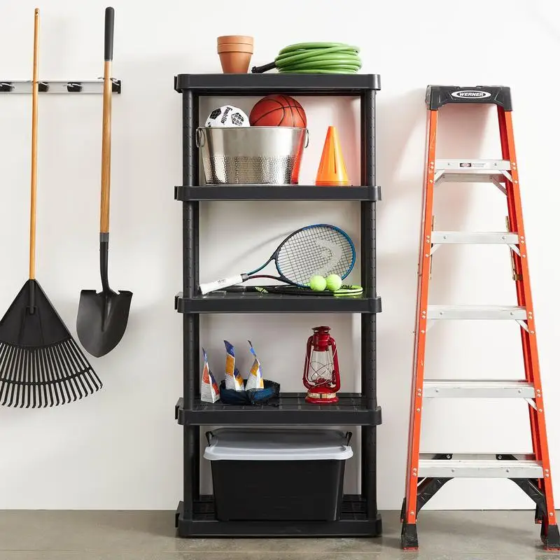 

Gracious Living 5 Shelf Adjustable Ventilated Medium Duty Shelving Unit, Black