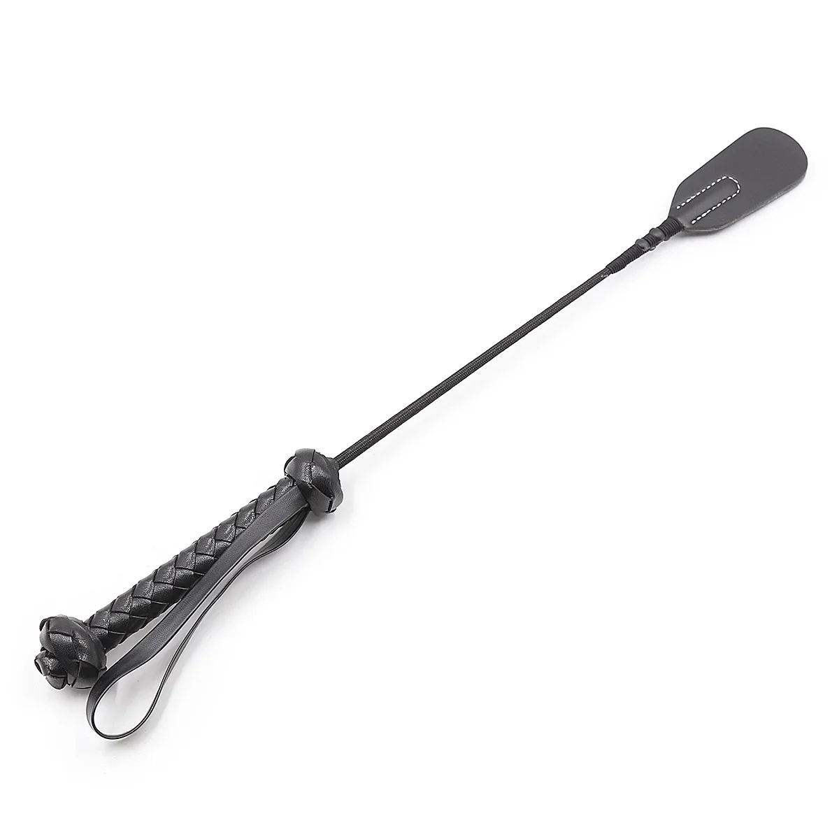 Training  Outdoor Sports Equestrian Durable Black PU Leather Portable Lightweight Horse Whip Non Slip Handle 2