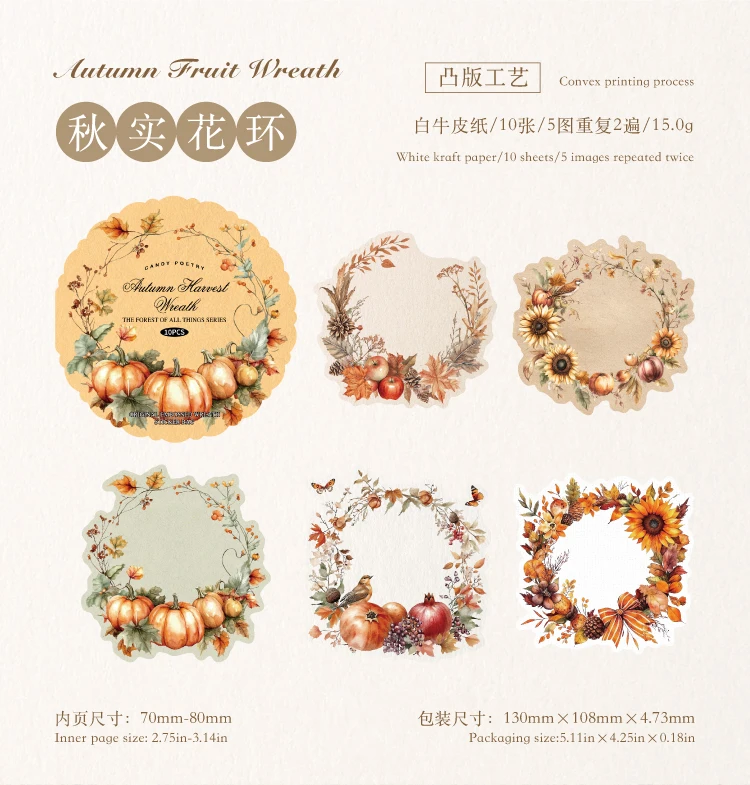 JIANQI 10-teiliges Vintage-Blumenkranz-Aufkleberpaket, dekoratives Scrapbooking-Tagebuch, Album, handgefertigtes Junk-Tagebuch-Zubehör – Detail 11