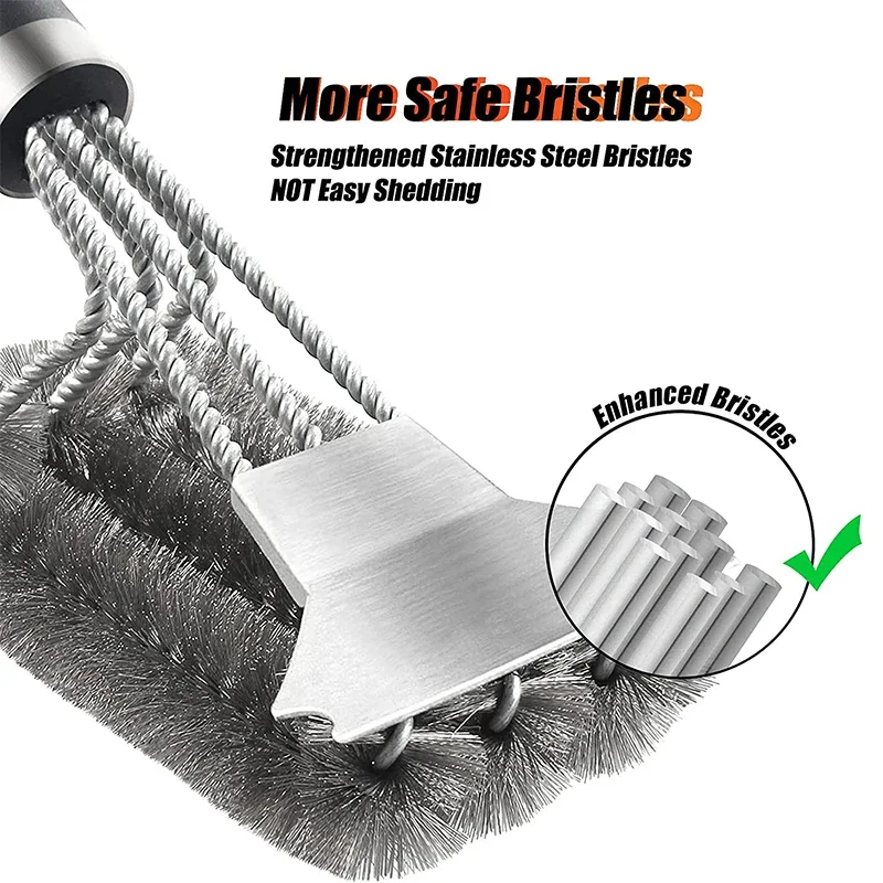 Grill Brush Safe 18 inch Stainless Steel Bristle with Deluxe Handle