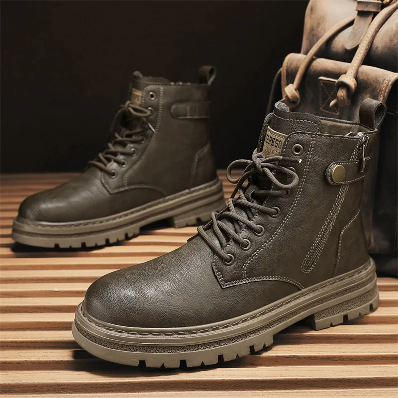 

Men's Chukka Boots Waterproof Leather Casual Lace Up Ankle Oxford Boots Daily Dress Shoes For Men