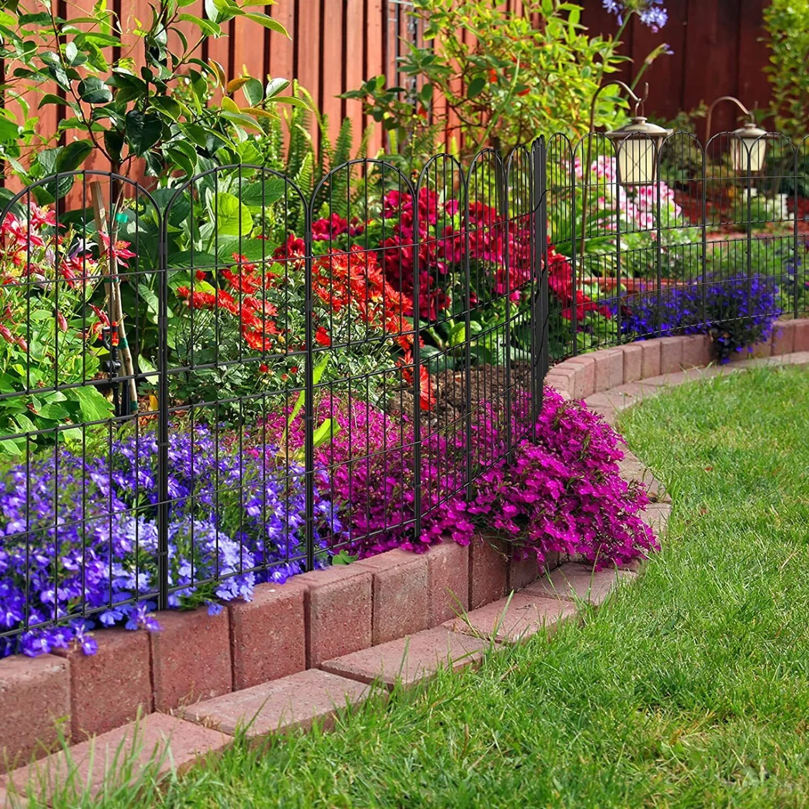 

10 Pack Garden Fence Border Rust Metal Garden Decoration Animal Barrier 37.5x10ft-