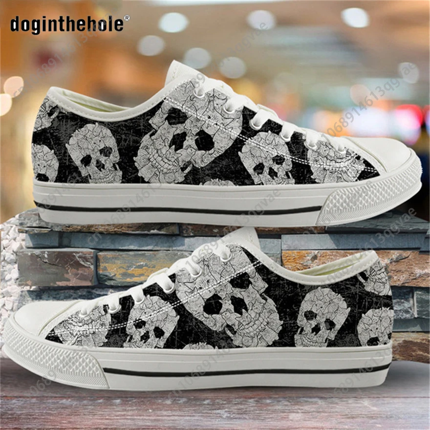 3D Gothic Sugar Skull Printed Style Low Top High Quality Sneakers Mens Womens Teenager Canvas Sneaker Couple Shoes Custom Shoe 2