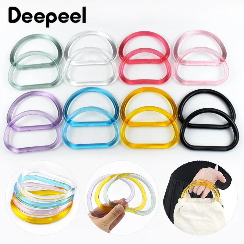 2/4/10Pcs 10cm Acrylic D Ring Transparent Plastic Handle for Bags Handbag Woven-bag Replace Bag Handles Purse Frame Accessories 2