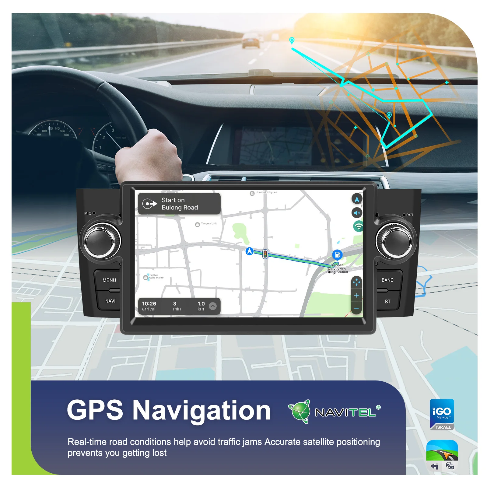 CAECHO 2 64G CarPlay & Android Auto Receptor estéreo para coche