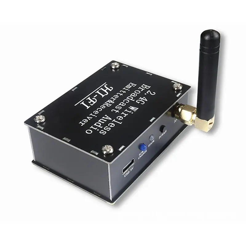 X64A-4X 2.4G Hifi 무선 오디오 전송 트랜시버는 스테레오 사운드를 위한 하나의 송신기와 여러 수신기를 지원합니다.