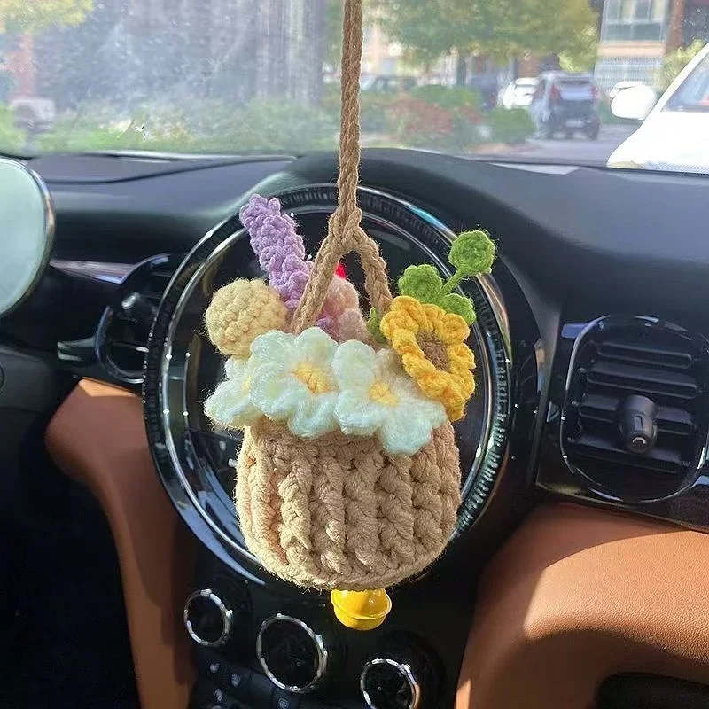 Fulenyi Pianta All'uncinetto Per Specchietto Auto: Decorazione Fatta A Mano Che Porta Un Tocco Di Natura Nei Tuoi Viaggi