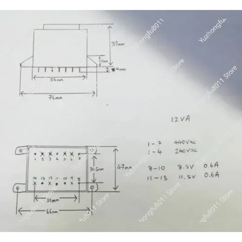 새로운 오리지널 트랜스포머 AS5418 12VA 입력 0-230V-400V 출력 8.5V 11.5V 교체 B1406090 B 1406090