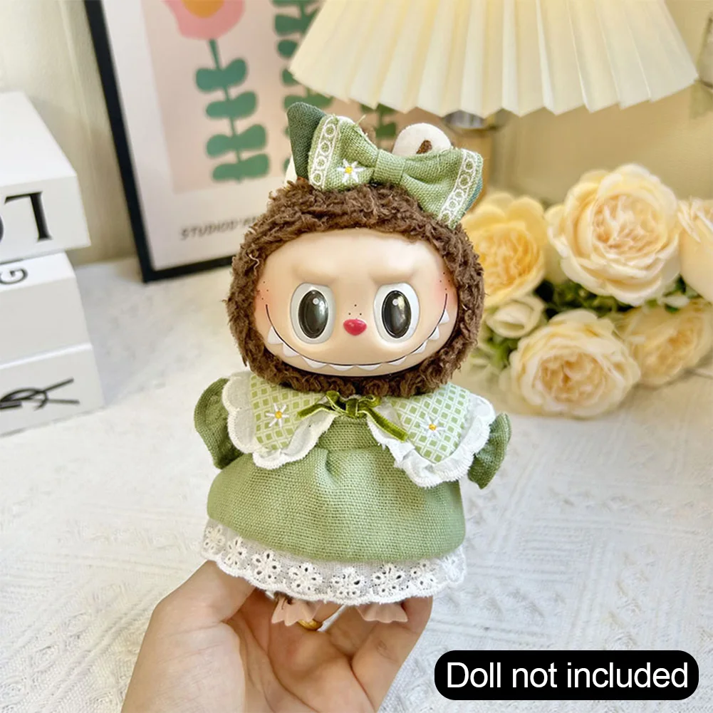 17cm Cute Mini Plush Doll'S Clothes Outfit Accessories For Korea Kpop Exo Labubu II Idol Dolls Skirt overalls suit Clothing DIY 4