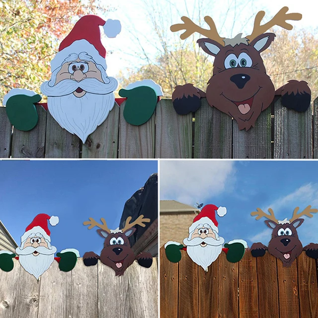 Bring Joy to Your Garden with the 2024 New Year Santa Claus Fence Peeps Christmas Decoration