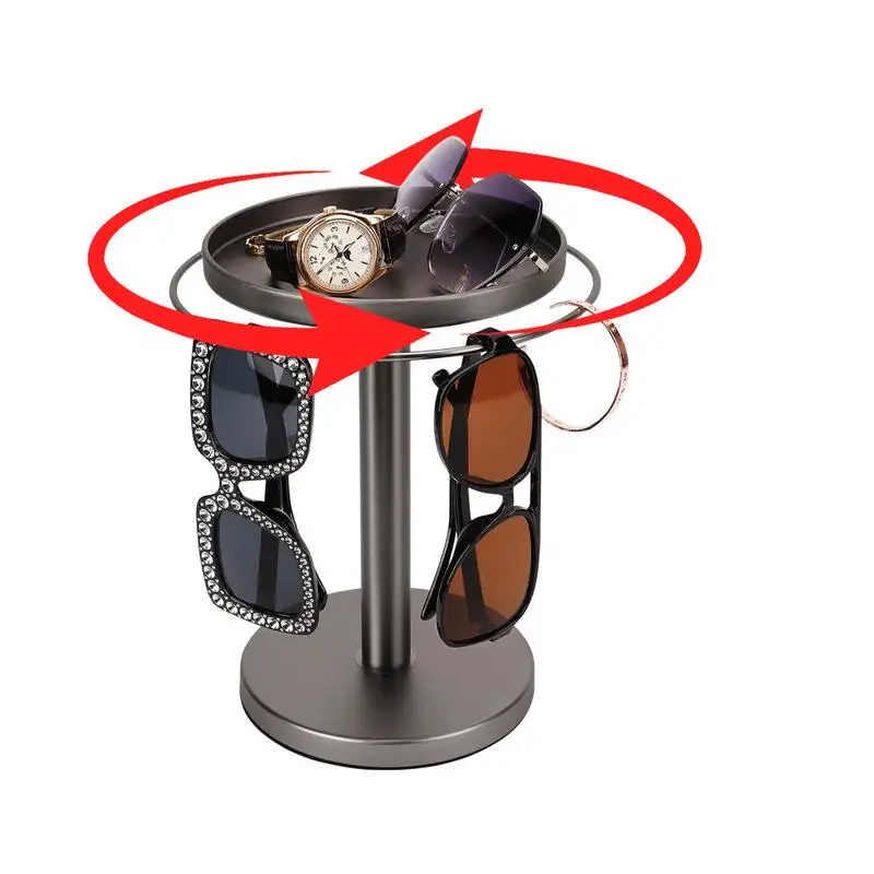 Rotating Sunglass Organizer Eye Glass Display Stand 360-degree Rotation With Tray Jewelry Storage Organizer Detachable Home 4