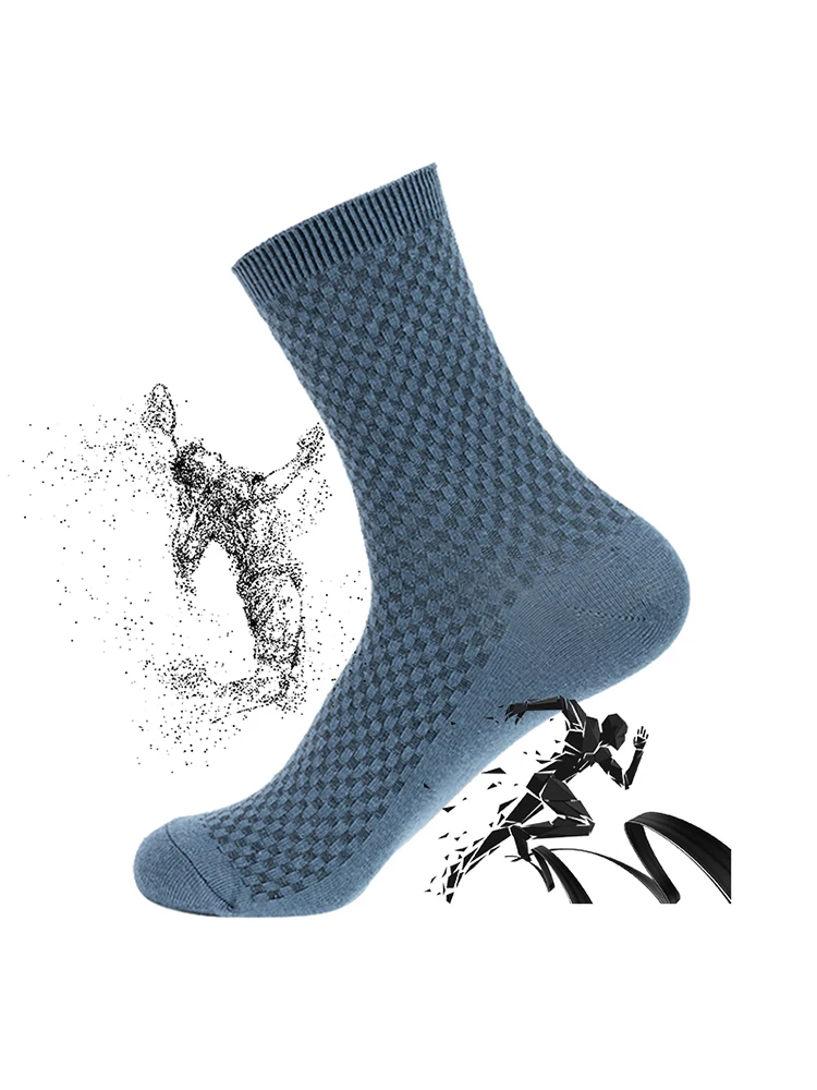 5pairs/Men's High Quality Bamboo Fiber Men's Sweat Absorbent Breathable Medium Tube Socks Business Casual Solid Color_voghion.com
