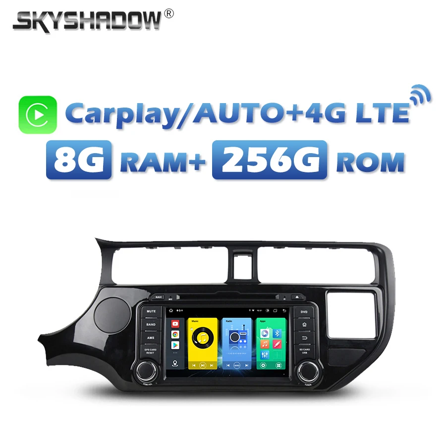 

4G SIM DSP IPS Carplay Auto Android 13.0 8G+256G Car DVD Player Bluetooth 5.0 Wifi GPS Map RDS Radio For kia K3 RIO 2012 - 2015