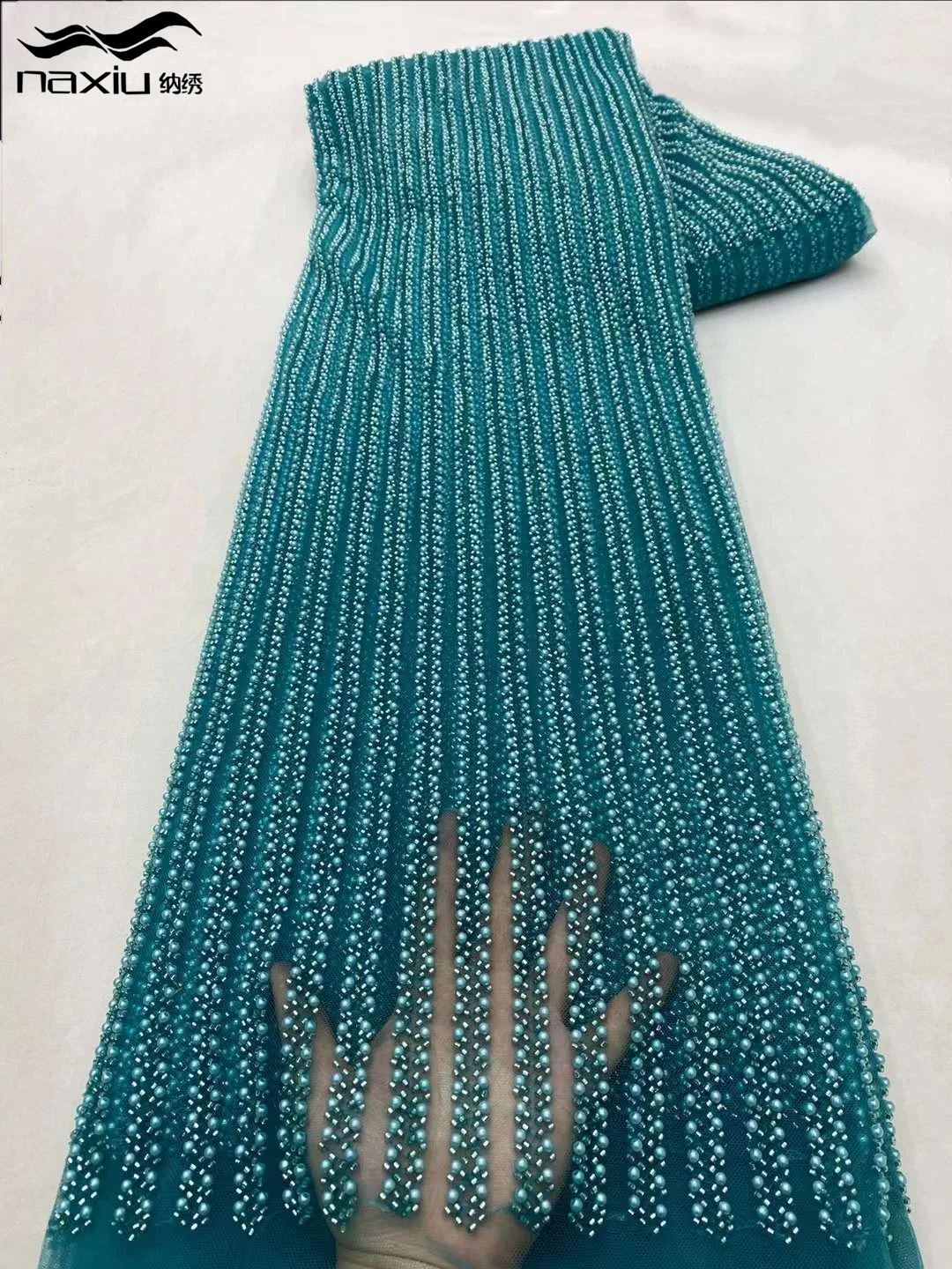 

Madison-Latest African Groom Lace Fabric for Wedding, Luxury French Sequin Mesh Lace Fabric, High-end Handmade Beaded Lace