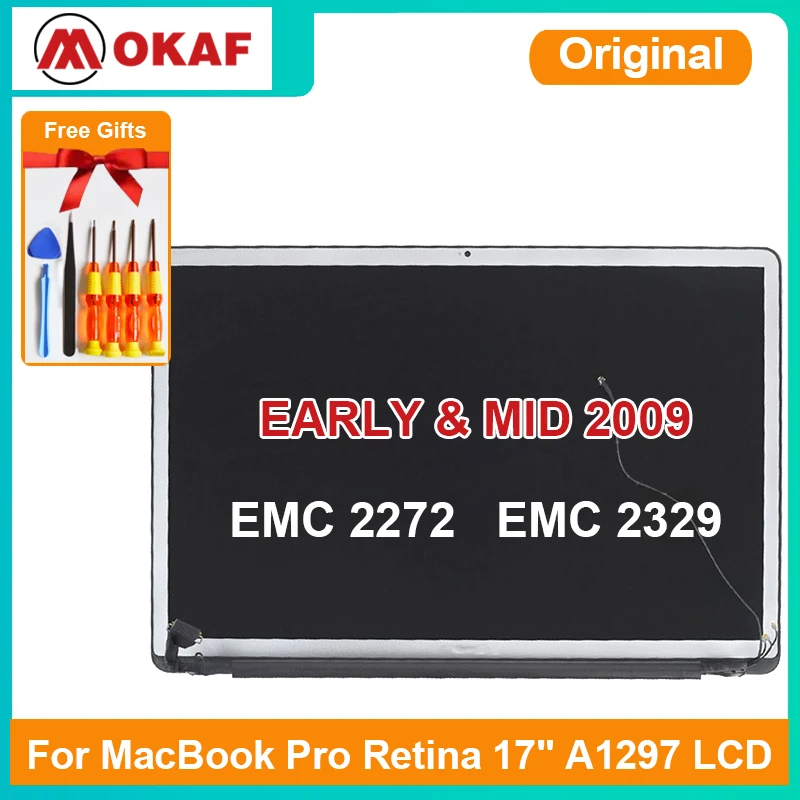OKANFU Original A1297 LCD Screen Assembly For Apple MacBook Pro Retina 17&quot EARLY &amp MID 2009 EMC 2272 2329 |