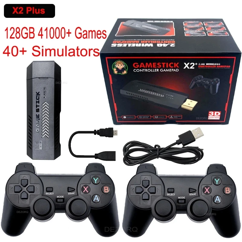 

Новинка X2 Plus Ретро игровая консоль 4K HD выход Gamestick Emuelec 2,4G беспроводные контроллеры 3D для PSP/PS1 40 симуляторы игры