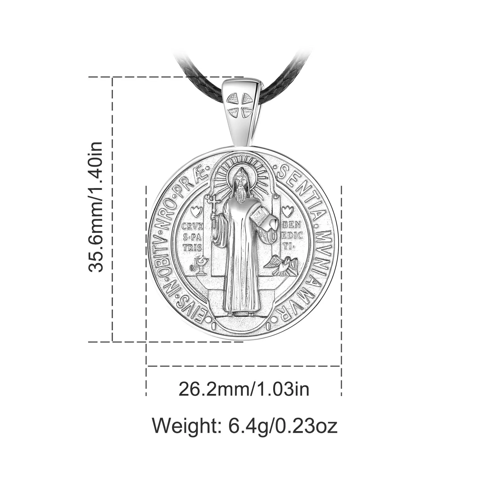 Silver Necklace Eudora 925 Sterling Silver Saint Benedict Necklace Cross Amulet Religious Pendant San Benito Men Women Personality Jewelry Gift