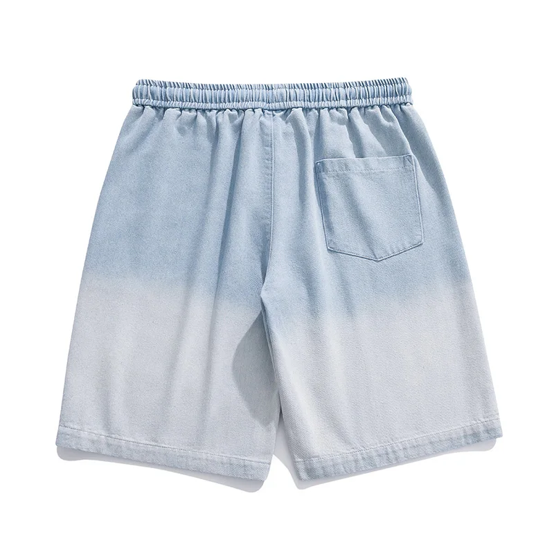 2023 Japanese flat denim shorts men loose Korean version of Japanese Hong Kong fashion brand cargo shorts