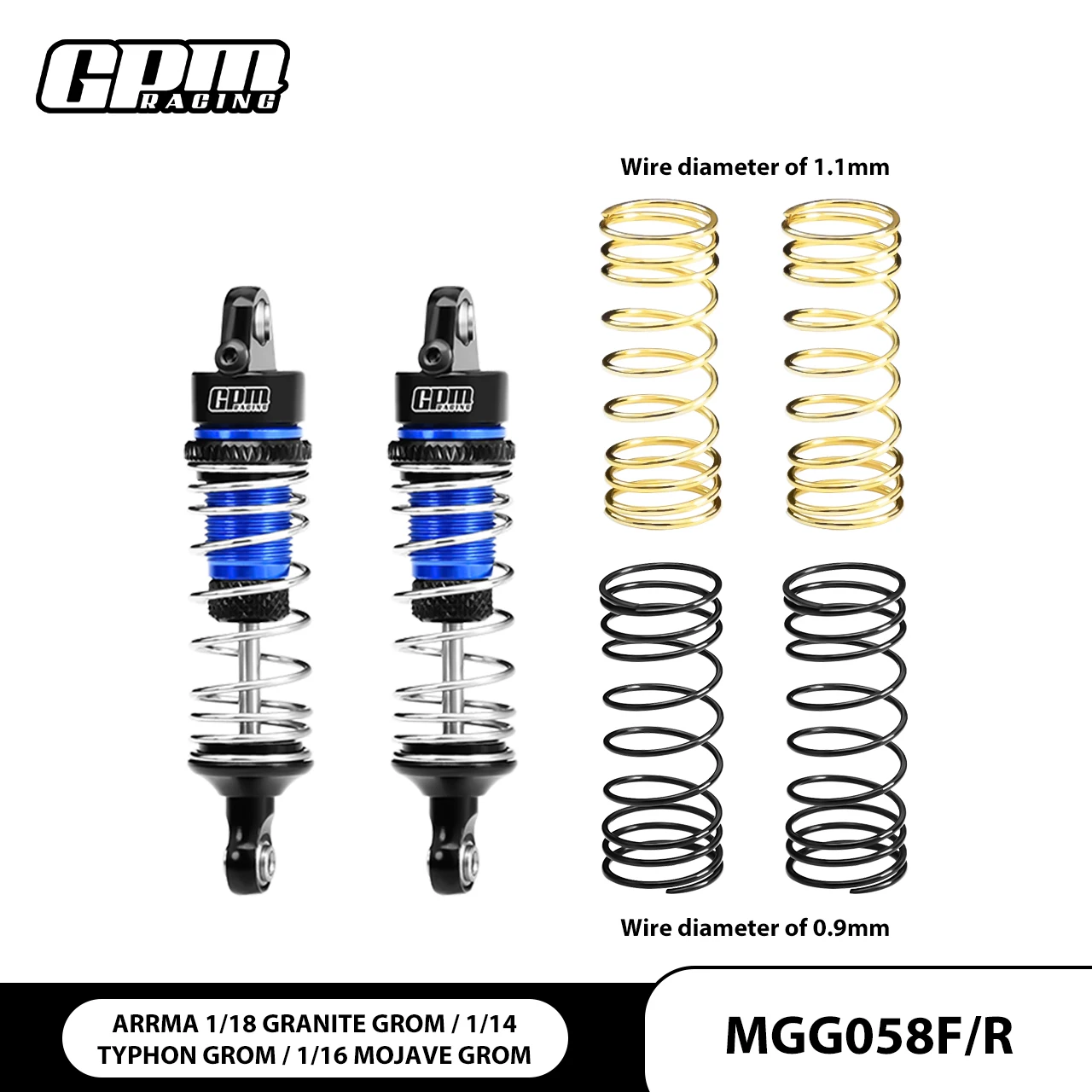High-Performance Aluminum Adjustable Spring Shock, 58mm (Set of 2)