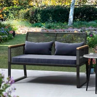 Patio Loveseat Wicker Outdoor Furniture All Weather Rattan Conversation Loveseat 2