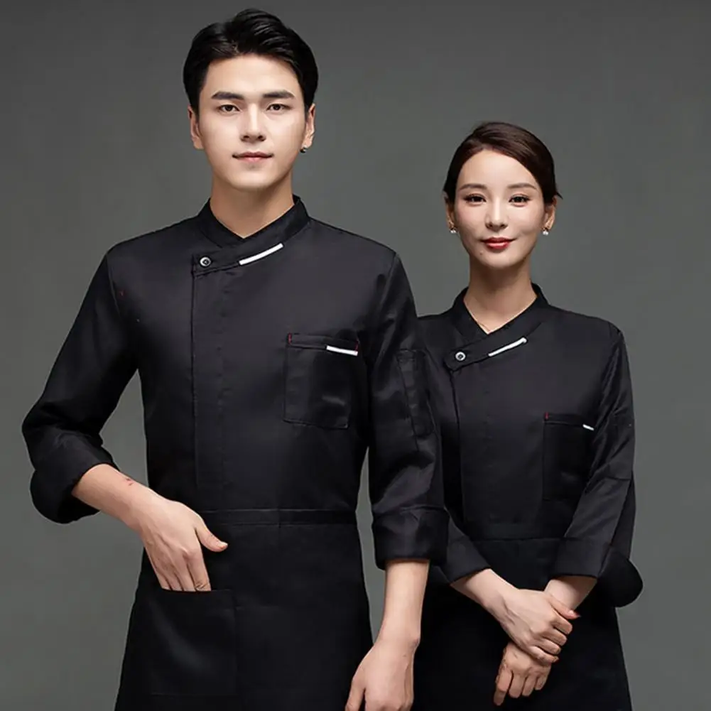 Chef Uniform Dessert Shirt Stylish Washable Patch Pocket Unisex Chef Bakery Top Uniform Daily Wear Chef Top Clothes
