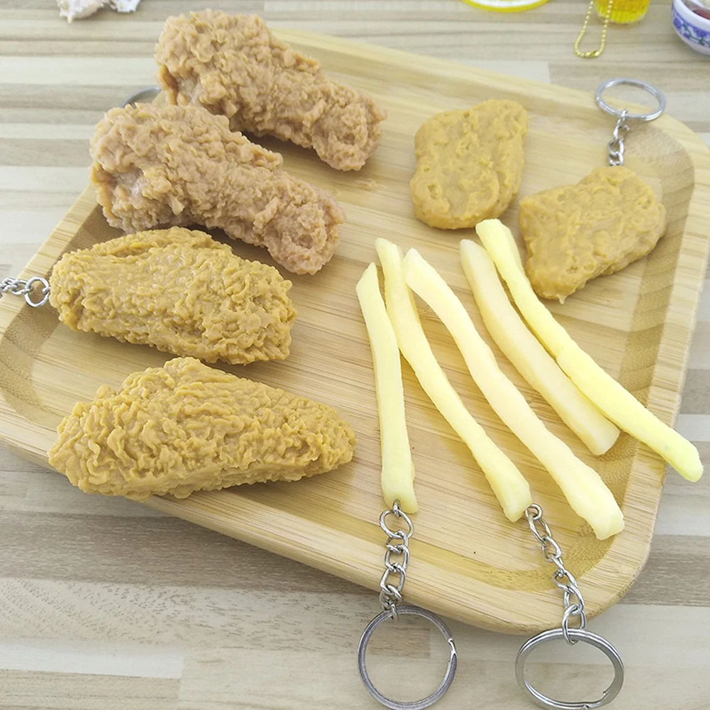Pepite Di Pollo Portachiavi Di Simulazione Patatine Fritte Cibo Portachiavi Ali Di Coscia Di Pollo Ornamenti Per Ristoranti Regalo Per Chef Portachiav