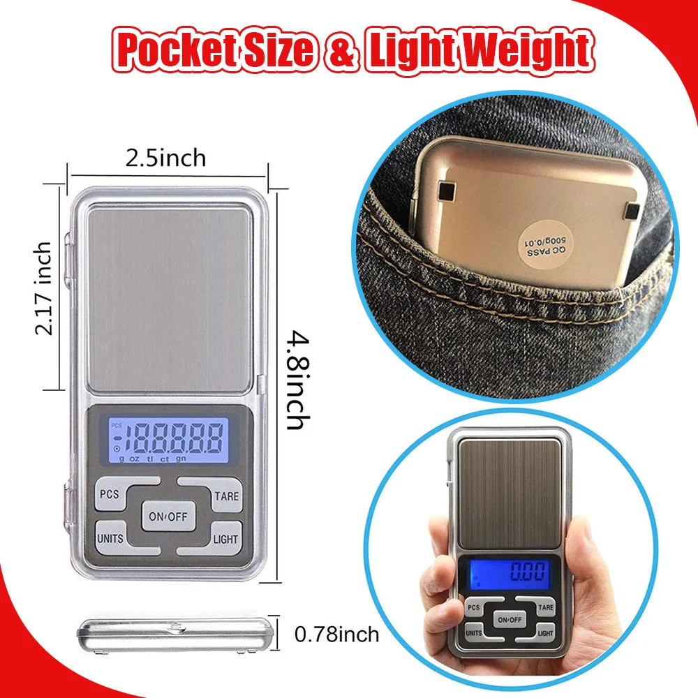 Mini Electronic Scales High Precision 500gx0.1g Pocket Digital Scale for Gold Sterling Jewelry Balance Gram For Kitchen Scale