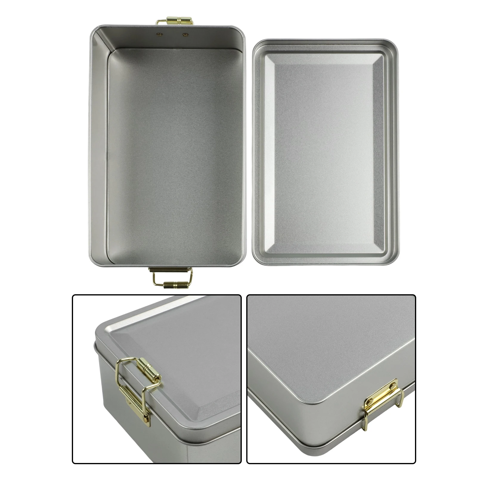 קופסאות קישוטיות מתכתיות לאחסון צורת מלבן, פרטים מרהיבים, אחסון קל, שימוש ארוך טווח, אבזם יציב