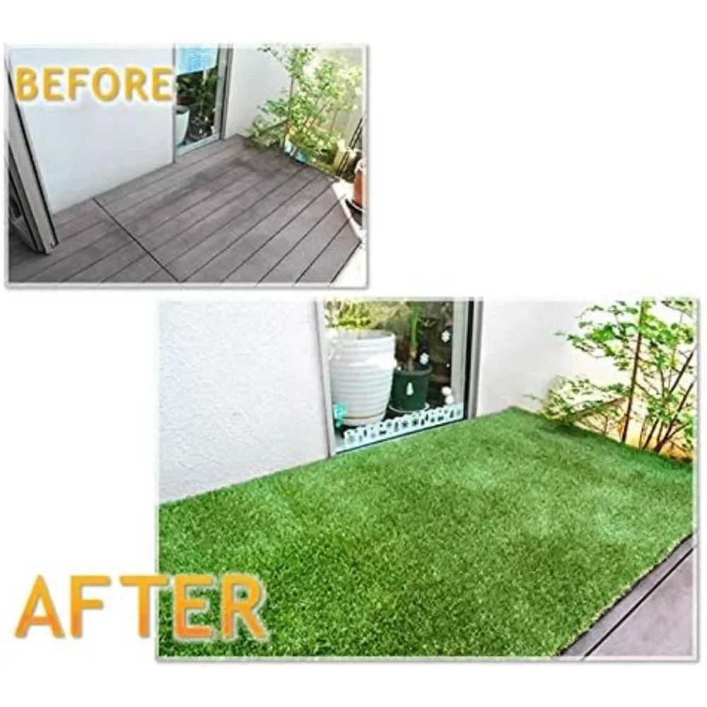 Artificial Grass Turf 7FTX15FT(105 Square FT),0.8"Pile Height Realistic Synthetic Grass,Drainage Holes Indoor Outdoor Faux Grass
