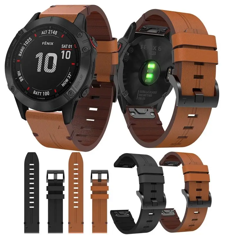 

Ремешок кожаный для часов Garmin 7X 6X 5X 3 3HR, браслет для Fenix 7 6 5 935 945 Watch 22 26 мм