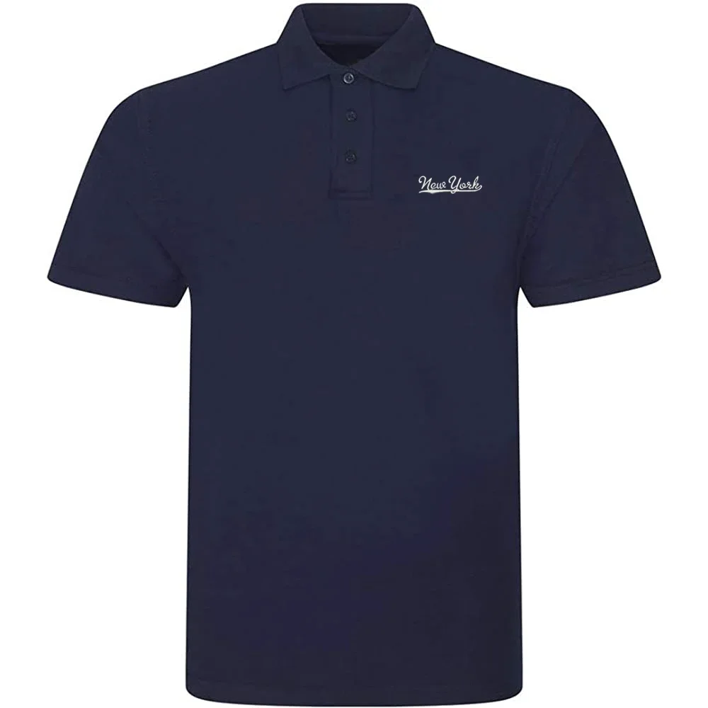 Lyprerazy Men's Casual Polo Shirt New York-NY Embroidered Short Sleeve Golf Polo-Shirt