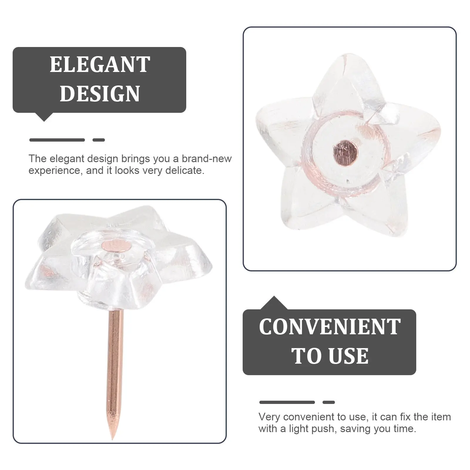 100Pcs 투명한 별 모양의 압정 플라스틱 푸시 핀 게시판지도 사진 벽을위한 창조적 장식 드로잉 핀