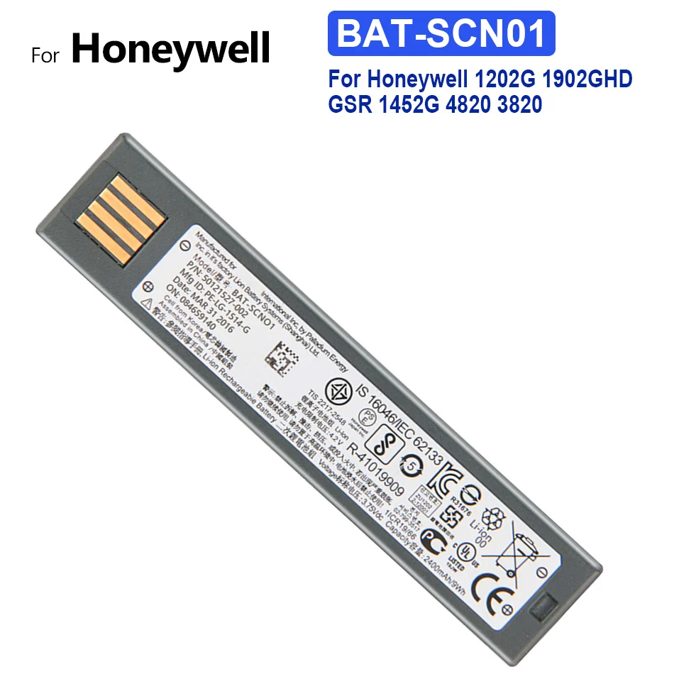 

BAT-SCN01 2400mAh Replacement Battery For Honeywell 1202G 1902GHD GSR 1452G 4820 3820 BAT-SCN01 General Scanners Batteries