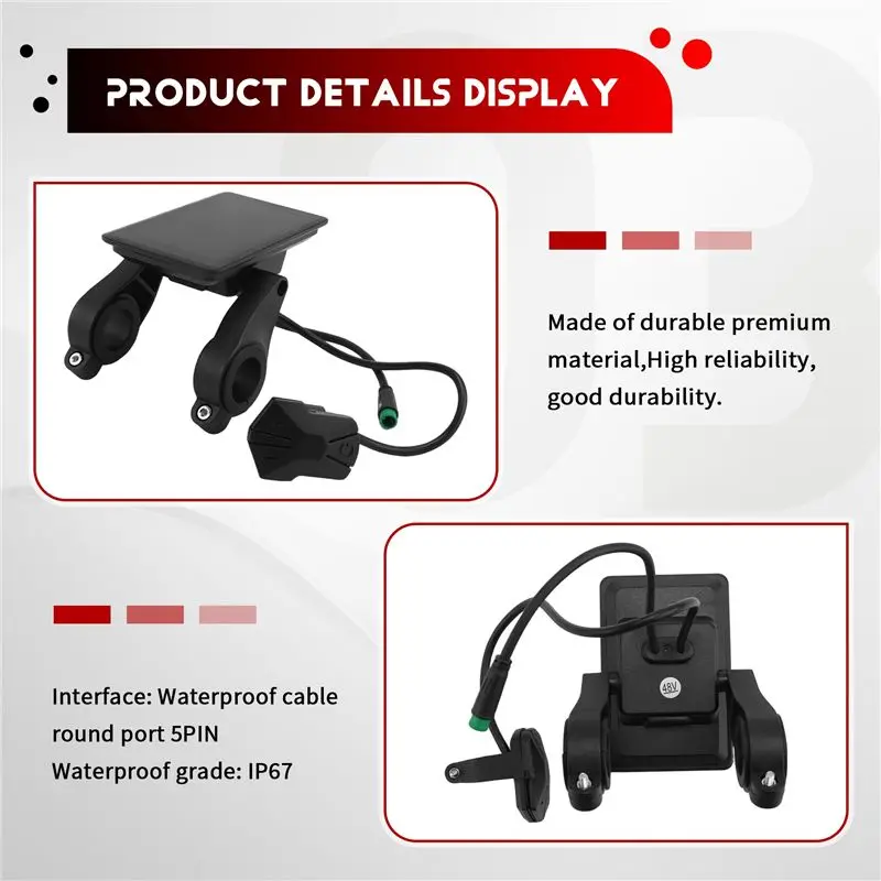 AED9-M7C-2 전기 자전거 LCD 디스플레이 미터 24V 36V 48V 60V 전동 스쿠터 LCD 패널 USB UART 포함 산악 전기 자전거용 5핀