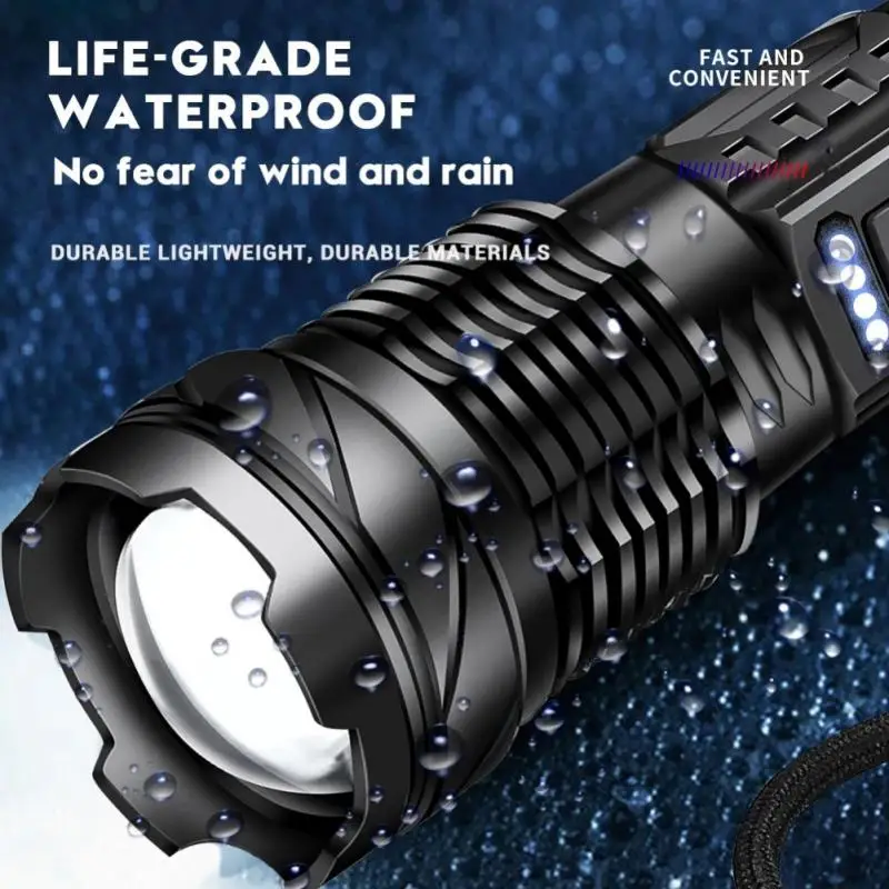 

Tactical Keychain Light Emergency Spotlights Battery Flashlight Usb Type-c Rechargeable Powerful Hand Lamp For Camping