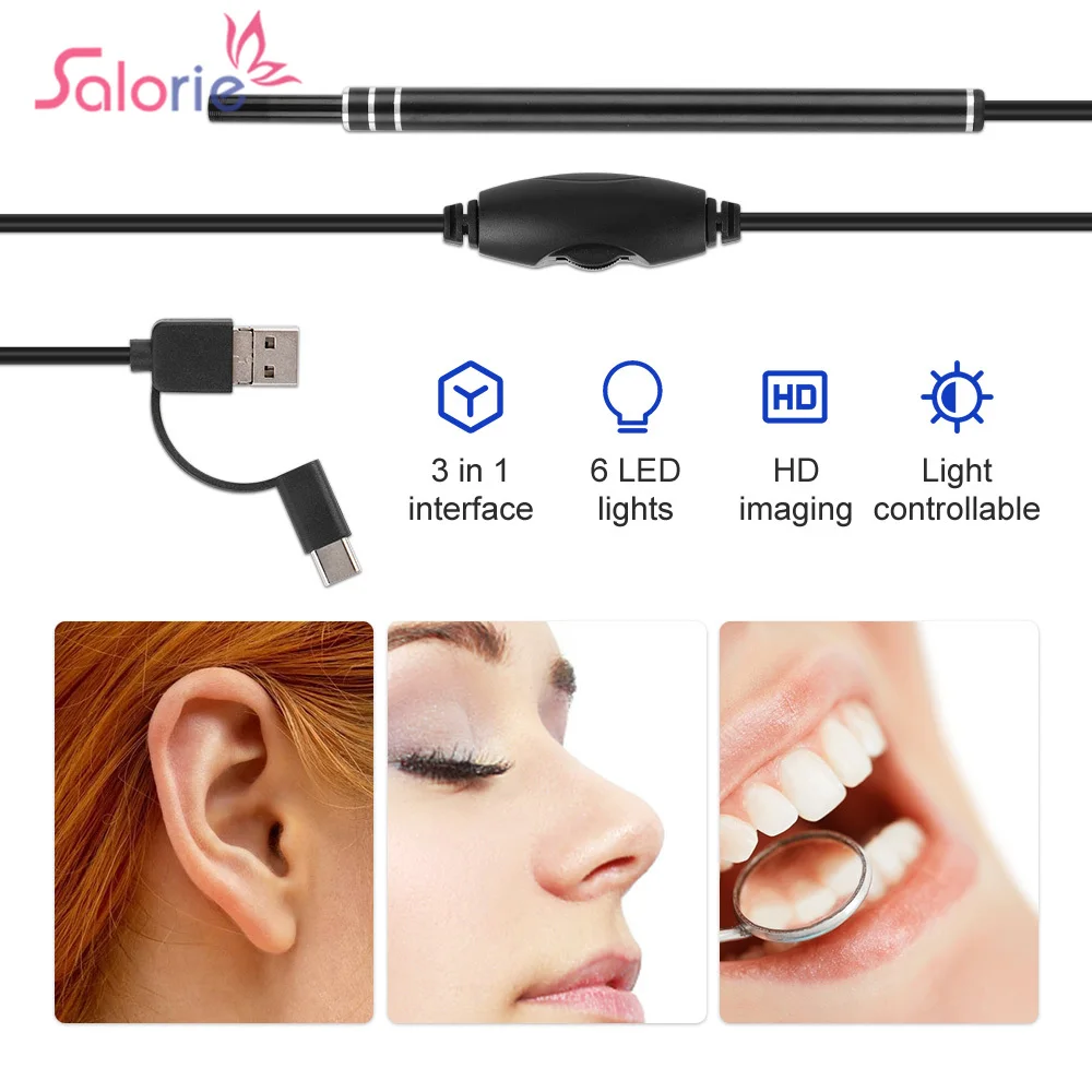 5.5mm Wifi Ear Otoscope Wireless Digital Endoscope Ear Inspection High Precision Camera Visual